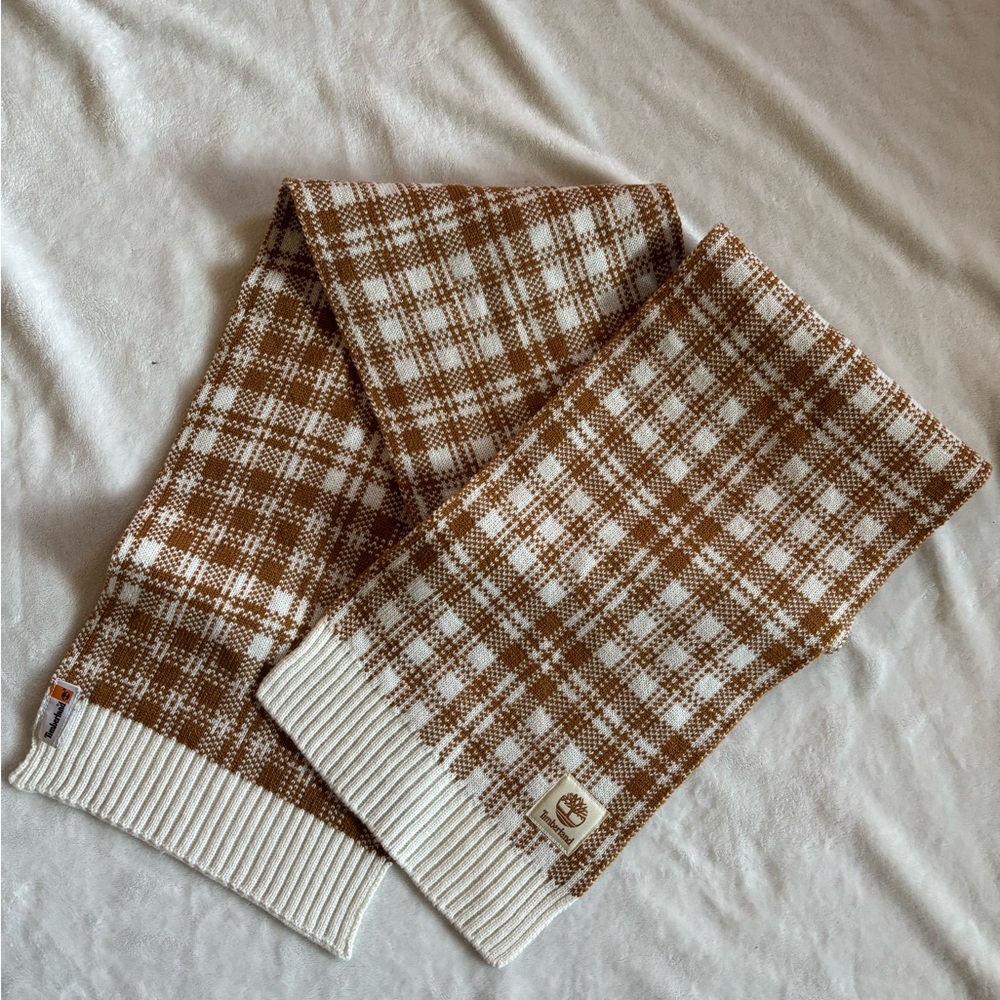 Timberland White & Mustard Plaid Scarf